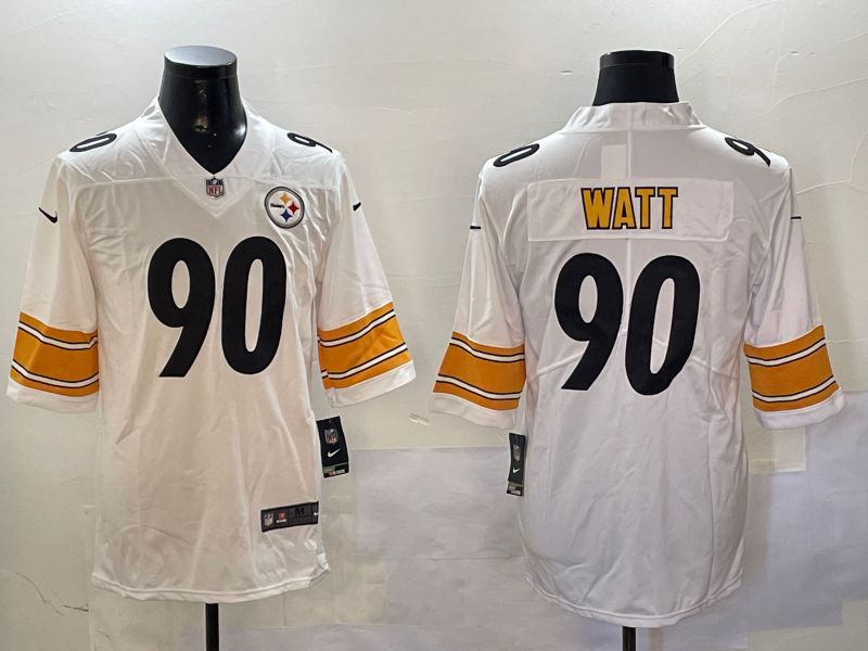 Men Pittsburgh Steelers #90 Watt White Second generation 2024 Nike Limited NFL Jersey style 0108->los angeles dodgers->MLB Jersey